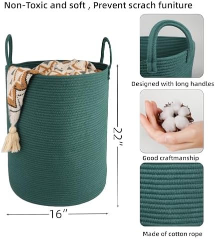 XUANGUO Cotton Rope Laundry Basket Hamper - Image 2