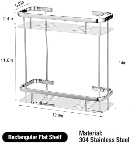 Corner Shower Caddy, 304 Stainless Steel Bathroom Shelf Organizer, Wall Mounted - Image 2