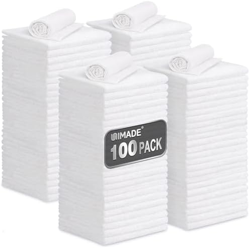 UNIMADE Shop Towels, 100 Pack Commercial Grade Work Rags Microfiber Towels by Unimade