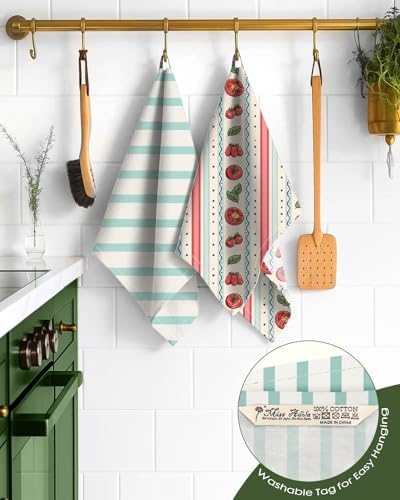 Miss Adola 2 Pack 150GSM Flour Sack Kitchen Towels, Stripe Fruit - Image 3