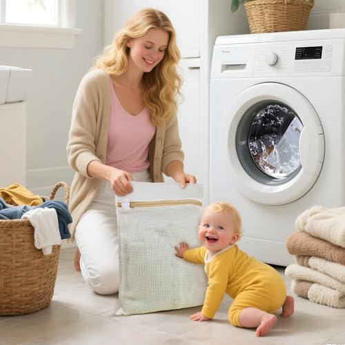 Natural Cotton Mesh Laundry Bags 12x16" 3-Pack, Gentle Wash - Image 5