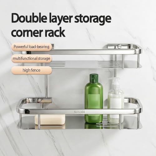Corner Shower Caddy, 304 Stainless Steel Bathroom Shelf Organizer, Wall Mounted - Image 5