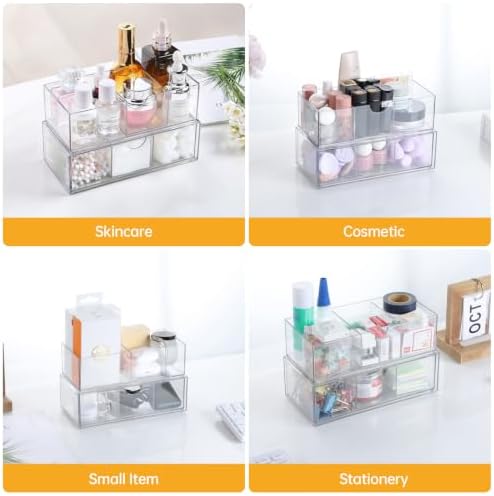 PAVSTINE Medicine Cabinet Organizer 2 Pack, Stackable Storage Drawers - Image 6