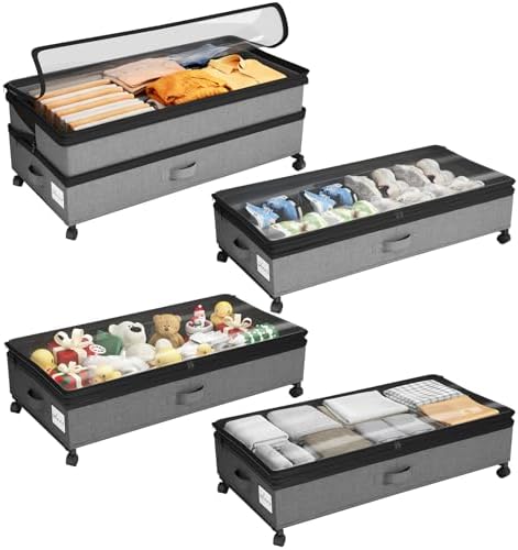 Kitstorack 4 Pack Height-adjustable Under Bed Storage by Kitstorack