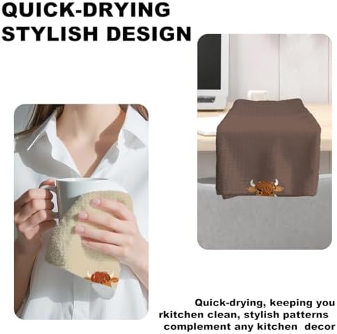 3 Pcs Funny Highland Cow Hand Towels, Cow Farmhouse Decorative Dish Towels - Image 4