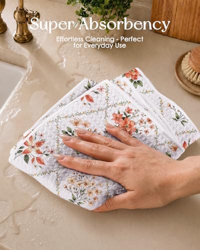 Miss Adola Reversible Microfiber Kitchen Towels Set of 2, Vivid Blossoms - Image 3