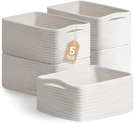 5 Pack Small Woven Storage Baskets by YILOBI