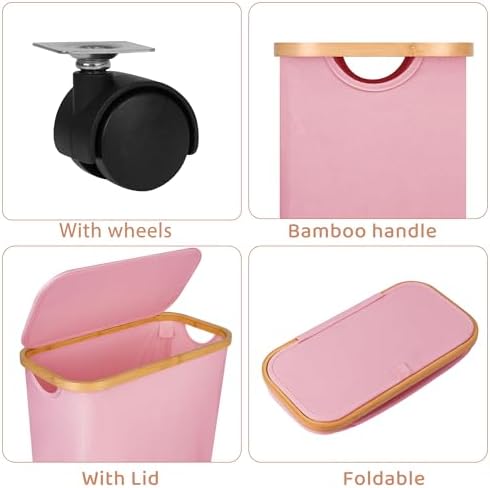 Slim Laundry Basket with Wheels, Narrow Hampers - Image 2