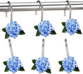 Amyhill 12 Pcs Hydrangea Decorative Shower Curtain Hooks Blue Flower Shower by Amyhill