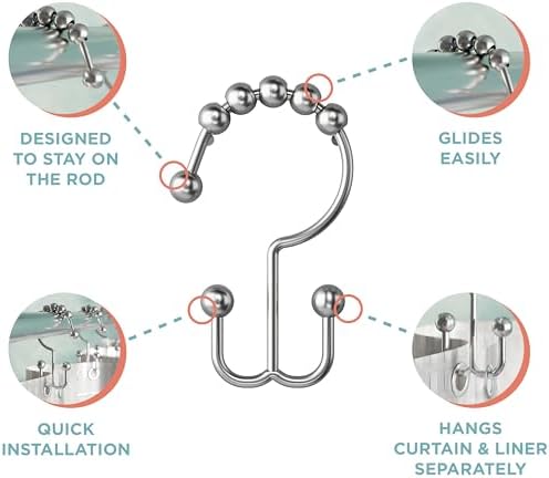 Maytex Shower Curtain Hooks, Shower Curtain Rings, Rust-Resistant Decorative - Image 3