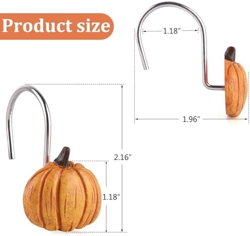 Autumn Decorative Shower Curtain Hooks 12PCS Pumpkin Shower Curtain Rings - Image 4