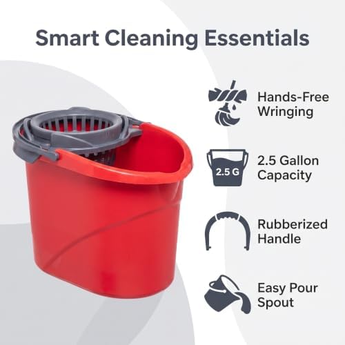 2.5 Gallon Mop Bucket with Wringer, Cleaning Bucket with Handle - Image 2