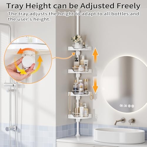 360° Rotating Corner Shower Caddy Tension Pole Organizer - Image 4