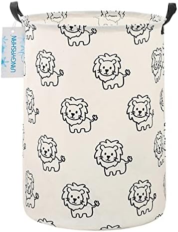 Round Laundry Basket Collapsible Storage Hamper Organizer Lion by LANGYASHAN