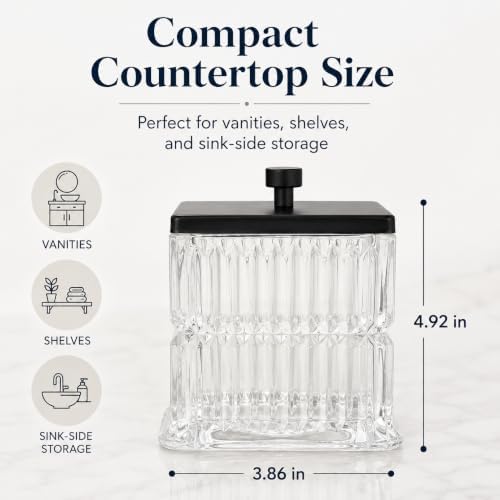 Vince Camuto Home Glass Cotton Jar Holder – Matte Black Lid, Elegant Bathroom - Image 7