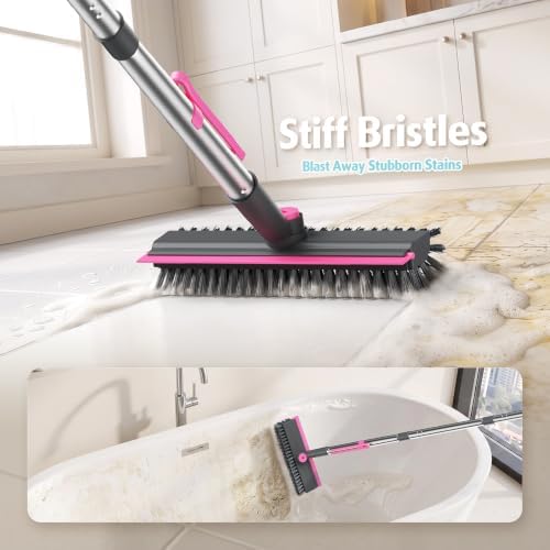 AIR U+ Floor Scrub Brush with Long Handle, 4 in 1 Floor Scrubber & Squeegee - Image 5