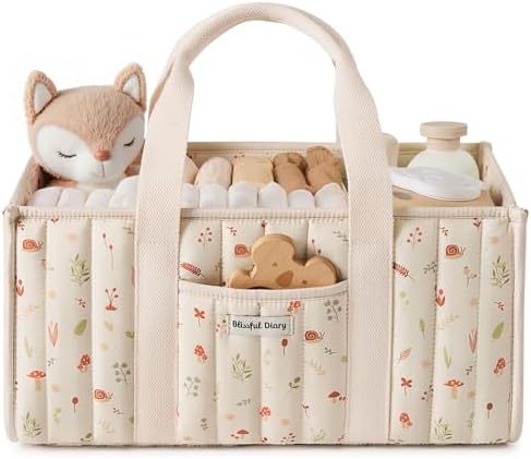Blissful Diary Diaper Caddy Organizer, Storage Basket, Woodland Cream by BlissfulDiary