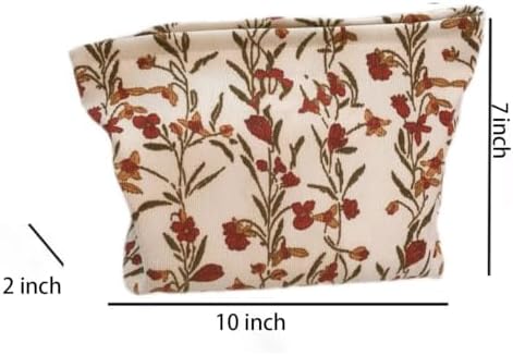 Floral Makeup Bags for Women, Corduroy Cosmetic Pouch Large Purse - Image 6