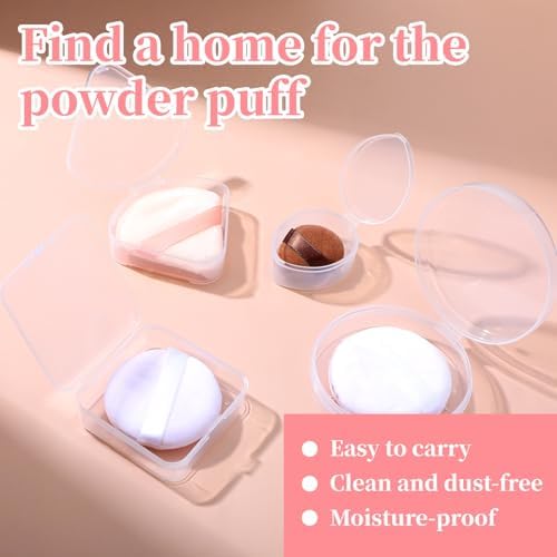 4 PCS Toner Pad Travel Case Round Makeup Puff Protective Container Clear Makeup - Image 6