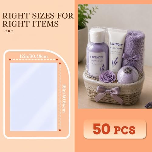 WIKDAY Shrink Wrap Bags 50 PCS 12x16 Inches Cellophane Bags Wrapping Plastic - Image 2