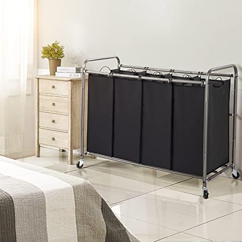 STO STO Laundry Sorter 4 Section, 4 Bag Clothes Hamper, Rolling Laundry Cart - Image 2