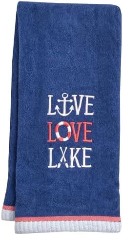 Ritz 2-Piece Cotton Velour Bathroom Hand Towel Set, Embroidered Live Love Lake by RITZ