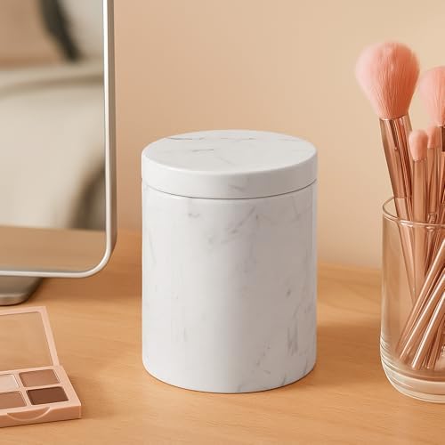 Natural Marble Canister, Cotton Qtip Holder - Image 4
