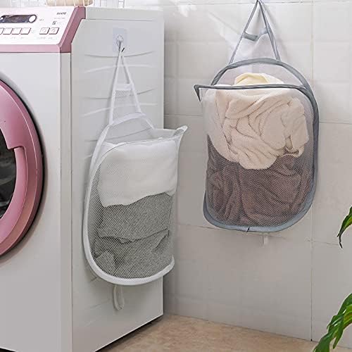 Pop-up Hanging Laundry Hamper Small Mesh Laundry Basket 2 Pack Foldable Hamper by EOMTUR