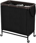 StorageWorks 3 Section Laundry Hamper, 120L Black Sorter Cart by StorageWorks
