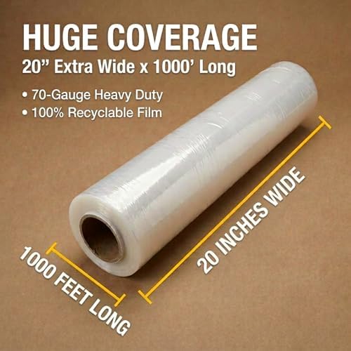 BOX USA Stretch Wrap Extra Wide Stretch Film Roll - 20 in Wide & 1000 ft long - Image 3