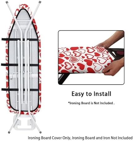 Red Love Heart Ironing Board Cover, Washable Polyester Elastic Valentine's Day - Image 4