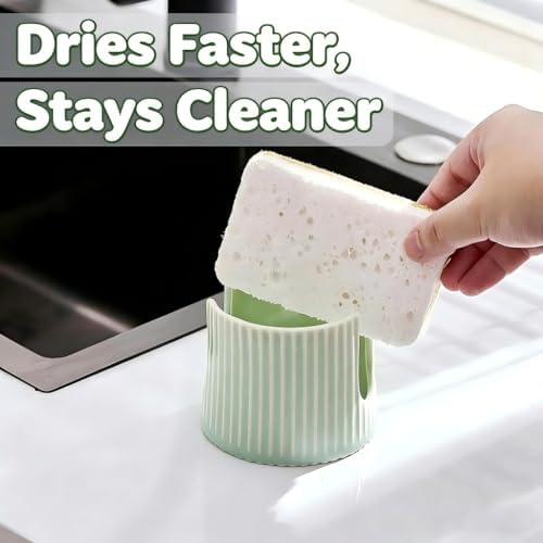 Ceramic Sponge Holder for Kitchen Sink, Quick Dry Sink Caddy Organizer - Image 5