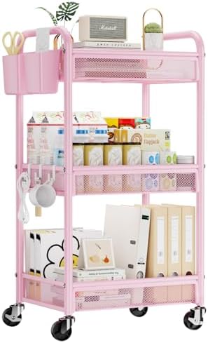 YASONIC 3 Tier Metal Rolling Cart by YASONIC