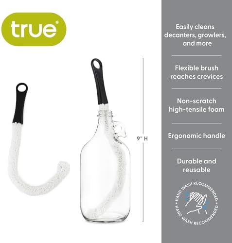 True Decanter and Growler Brush Multipurpose Glassware Cleaner, No-Scratch - Image 3
