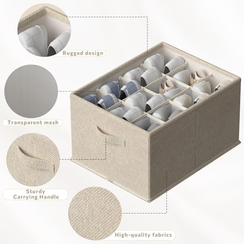 FHSQX 2 Pack Shoe Organizer for Closet, Foldable Shoe Organizer, Fits up to 24 - Image 4