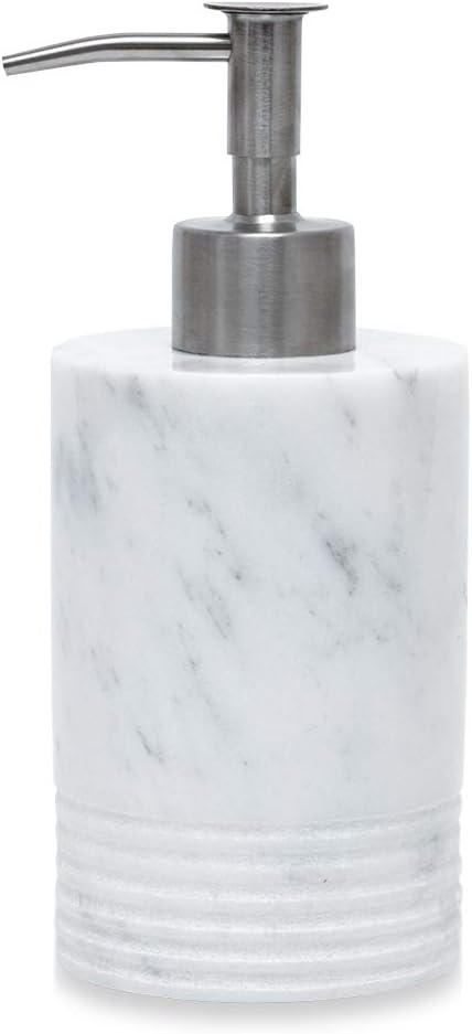 Marble Soap Dispenser Stainless Steel Pump Bathroom Kitchen Countertop | Real by JIMEIMarble