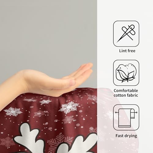 Winter Cute Deer Hand Towels Set of 2 Merry Christmas Red Black Red Buffalo - Image 4