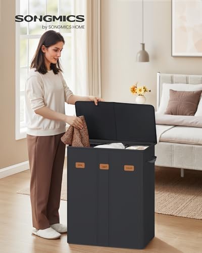 SONGMICS 160L Laundry Hamper, 4-Compartment Laundry Sorter - Image 2