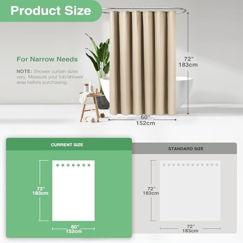 Dynamene Stall Waffle Shower Curtain 256 GSM Heavy Fabric 60x72 Beige/Khaki - Image 3