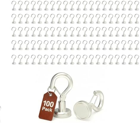 Ant Mag Magnetic Hooks Heavy Duty 22LBS Strong Magnet Snap Hooks 100 Pack by AntMag