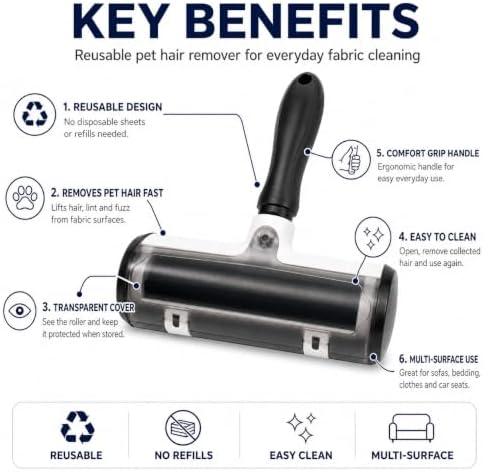 Pet Hair Remover Roller, Reusable Lint Roller - Image 7