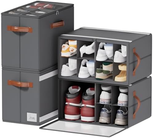 Shoe Organizer for Closet, Fits 32 Pairs, 4 Pack by ISusaid
