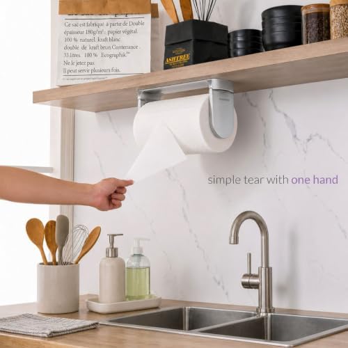 simpletome ONE Hand Paper Towel Holder Under Cabinet - Image 2