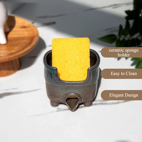 Ceramic Sponge Holder with Drainage，Farmhouse Sink Caddy - Image 4