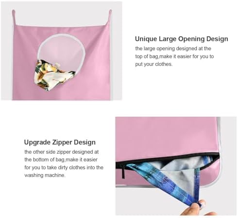 1PC Pink Hanging Laundry Hamper Bag Over the Door Laundry Hamper Wall Hamper - Image 4
