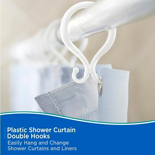 Kenney - Shower Curtain Rings, Rust-Proof Plastic Double Hooks - Image 3
