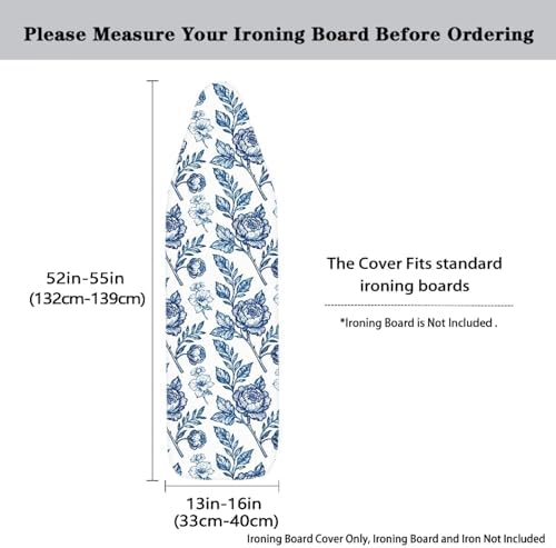Blue Flowers Ironing Board Cover - Image 5
