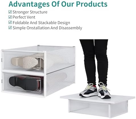 8-Piece Boot and Shoe Storage Box, Stackable Clear Plastic Shoe Box, - Image 6