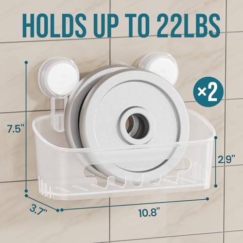 TAILI Shower Caddy Suction Cup Bathroom Organizer Shelves Frosted Clear 2pack - Image 2