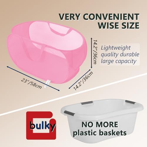 Collapsible Laundry Hamper Basket, Pop Up Mesh Foldable Bag - Image 3